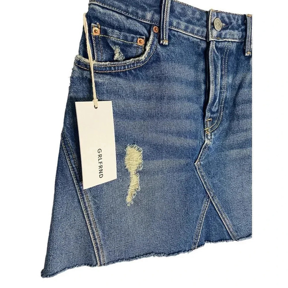 NWT GRLFRND Eva A-Frame Gusset Denim Skirt-sz 25 - Picture 7 of 9